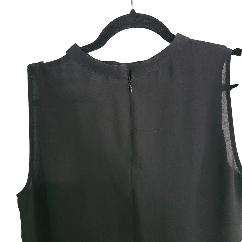 White House Black Market Black White Colorblock Sleeveless Shell Blouse Large - Picture 5 of 12